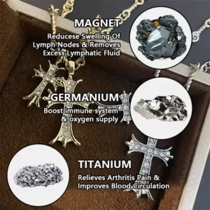 Lymphatic Magnetic Therapy Cross Design Diamond Necklace