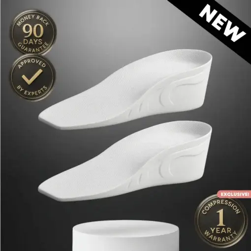 Height-increasing and shock-absorbing insoles