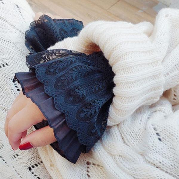 2Pcs/Pair Women Floral Lace Pleated Fake Sleeves - Image 6