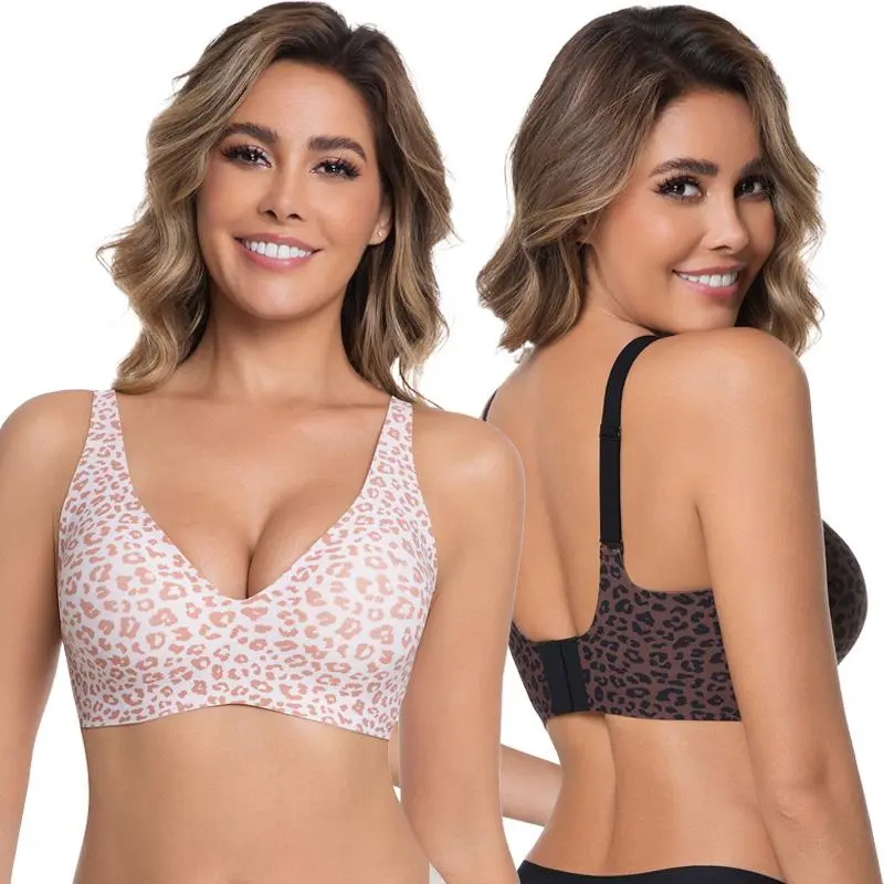 NESLEMY Wireless Womens Comfortable Wireless Bras Push Up Bralettes Seamless Tshirts Bras Deep V Everyday Bras