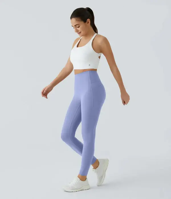 High Waisted Waist Shaping Pocket Shaping Training Leggings - Image 13