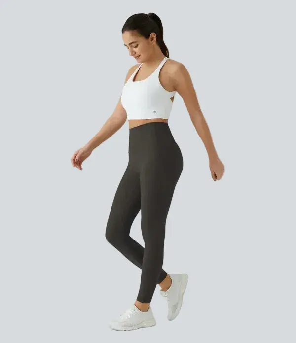 High Waisted Waist Shaping Pocket Shaping Training Leggings - Image 15