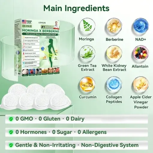 Moringa & Berberine 10-IN-1 Advanced Nano Microneedle Patch - Image 4