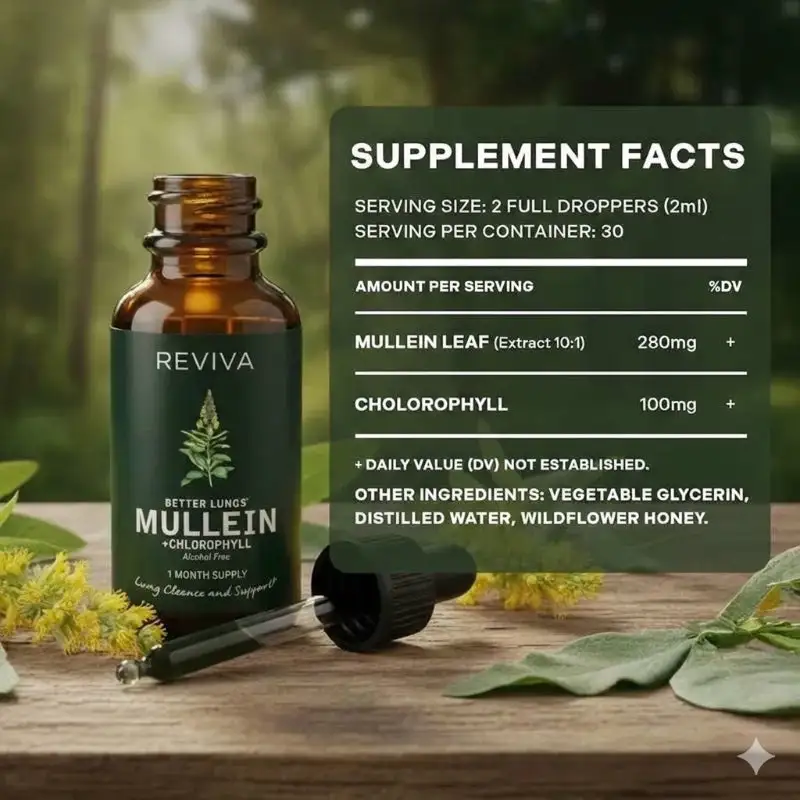 Mullein Leaf & Chlorophyll Drops for Lung Detox & Mucus Cleanse - Image 4