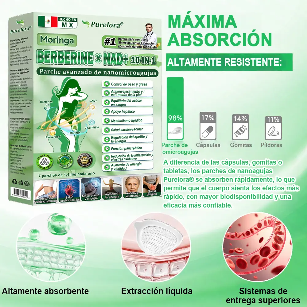 🔥 Customer Favorite | Moringa Berberine × NAD⁺ 10-in-1 Nano Microneedle Patch
