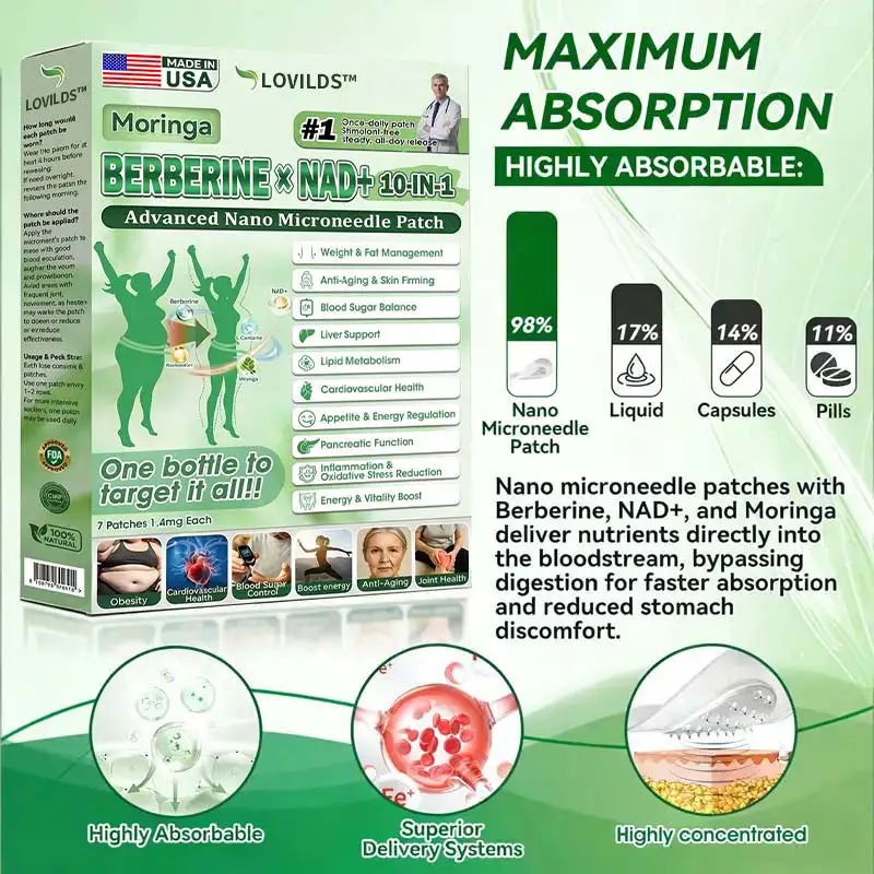 🇺🇸 𝐎𝐟𝐟𝐢𝐜𝐢𝐚𝐥 𝐔𝐒 𝐒𝐭𝐨𝐫𝐞 | 🧑⚕️🩺 Doctor-Recommended Daily Metabolic Support 10-in-1 Moringa · Berberine + NAD+ Nano Patch - Image 8