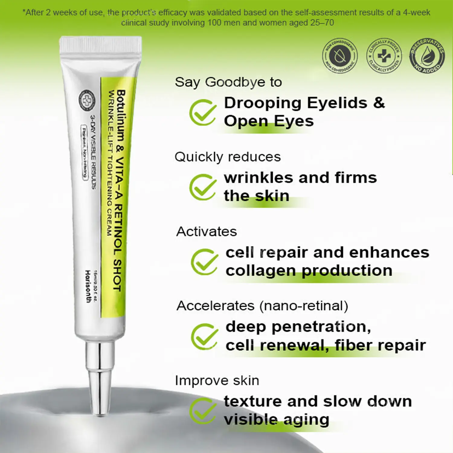 Final 3 Hours: 70%OFF🔥 Harisonth Botulinum & Vita-A Retinol Shot Wrinkle-Lift Tightening cream✨ - Image 4