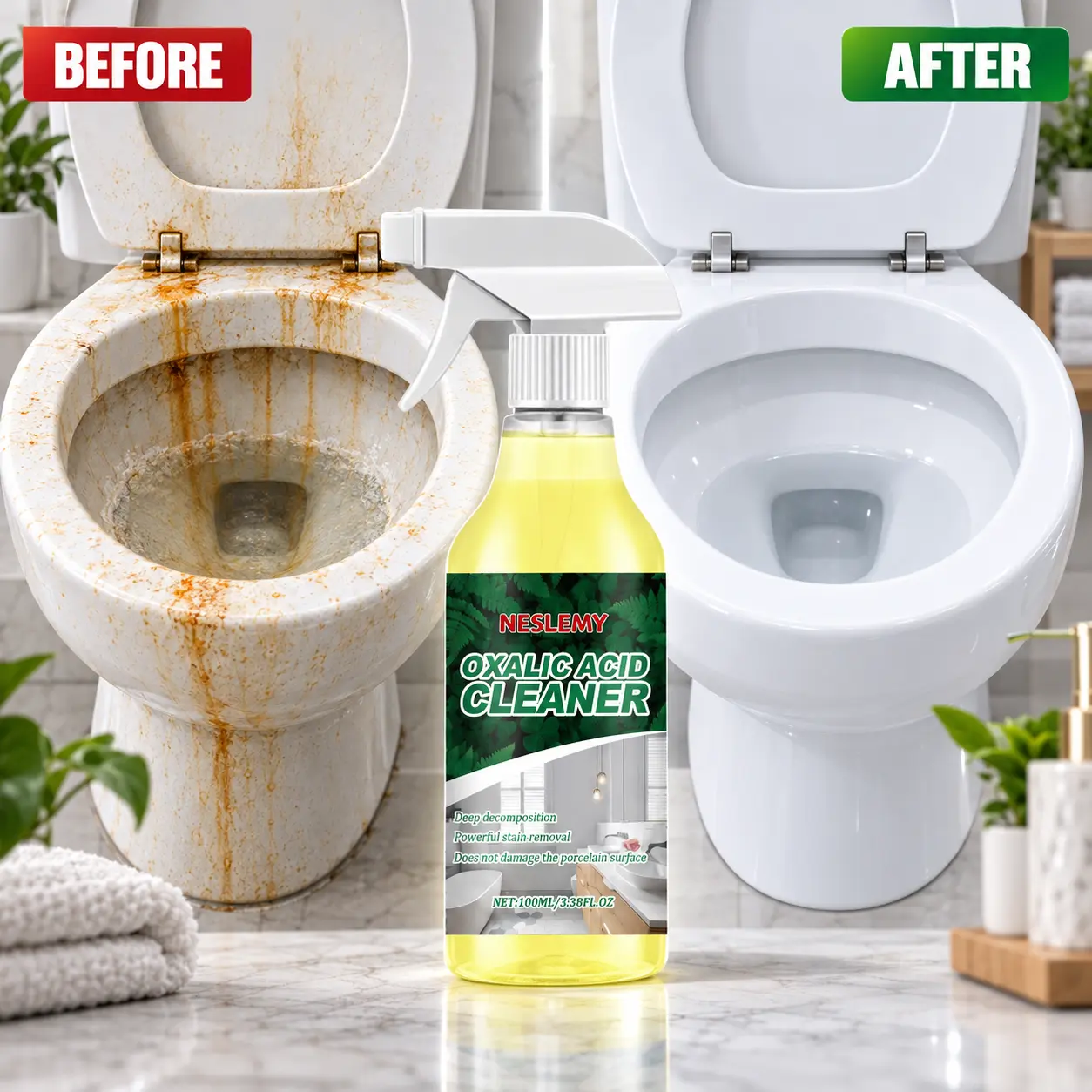 NESLEMY Oxalic acid Cleaner for Tough Toilet & Sink Stains - Image 6